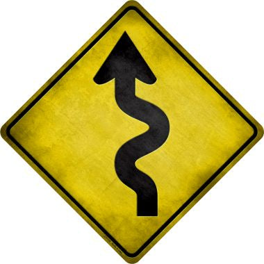 Curved Road Xing Novelty Metal Crossing Sign