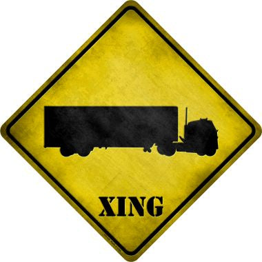Semi Truck Xing Novelty Metal Crossing Sign