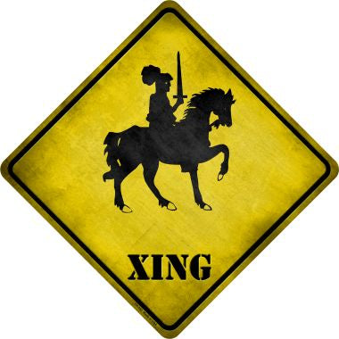 Knight on Horse Xing Novelty Metal Crossing Sign CX-143