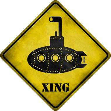 Cartoon Submarine Xing Novelty Metal Crossing Sign