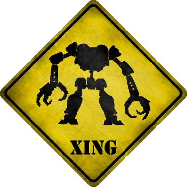 Menacing Robot Xing Novelty Metal Crossing Sign CX-154