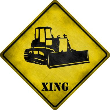 Bulldozer Xing Novelty Metal Crossing Sign
