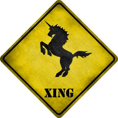 Unicorn Rearing Xing Novelty Metal Crossing Sign CX-170