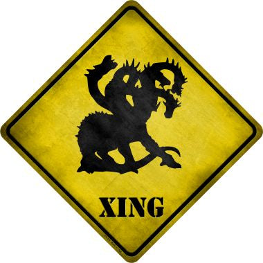 Multi-Headed Dragon Xing Novelty Metal Crossing Sign CX-171