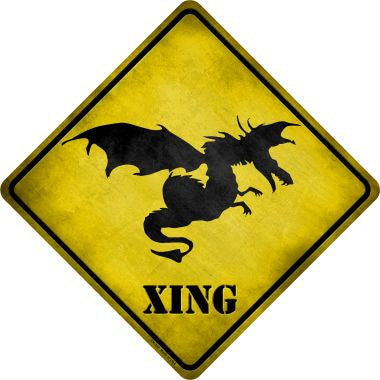 Dragon In Flight Xing Novelty Metal Crossing Sign