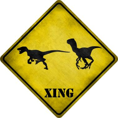 Velociraptors Xing Novelty Metal Crossing Sign CX-186