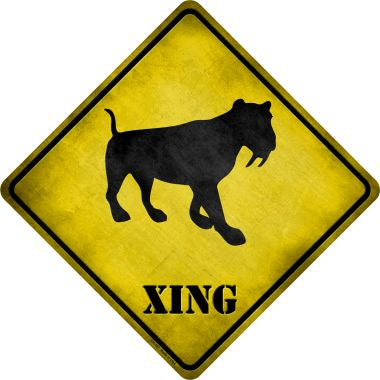 Saber-Toothed Tiger Xing Novelty Metal Crossing Sign CX-187