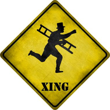 Victorian Chimney Sweeper With Ladder Xing Novelty Metal Crossing Sign CX-189