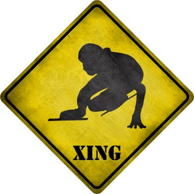 Speed Skater Xing Novelty Metal Crossing Sign CX-191