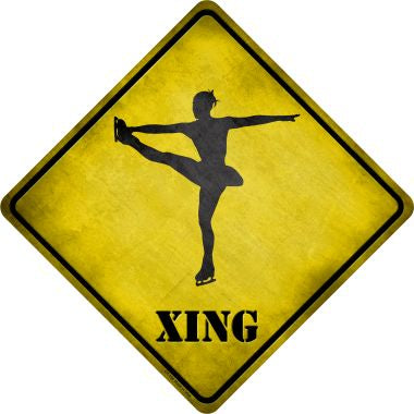 Twirling Figure Skater Xing Novelty Metal Crossing Sign CX-194
