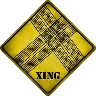 Tire Tracks Xing Novelty Metal Crossing Sign CX-195