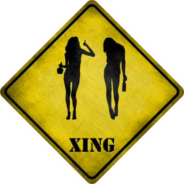 Drunk Women Xing Novelty Metal Crossing Sign CX-221