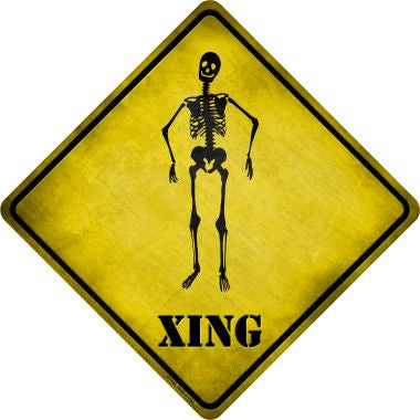 Skeleton Xing Novelty Metal Crossing Sign