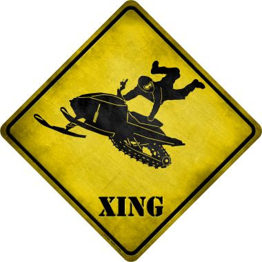 Extreme Snow Mobile Riding Xing Novelty Metal Crossing Sign CX-226