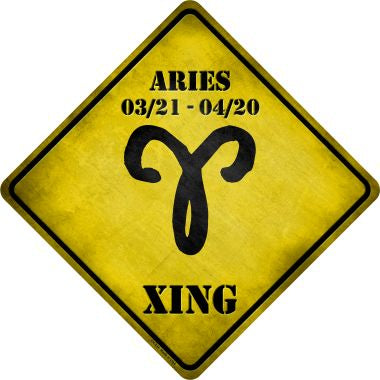 Aries Zodiac Symbol Xing Novelty Metal Crossing Sign