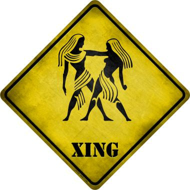 Gemini Zodiac Animal Xing Novelty Metal Crossing Sign