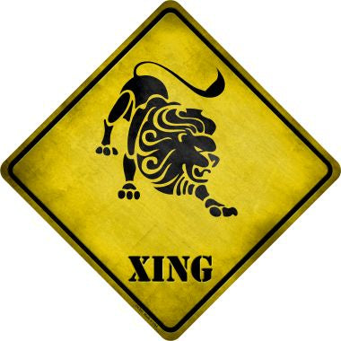 Leo Zodiac Animal Xing Novelty Metal Crossing Sign