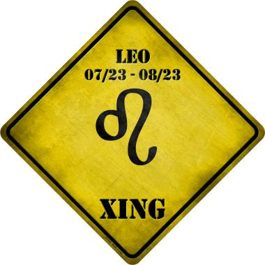 Leo Zodiac Symbol Xing Novelty Metal Crossing Sign