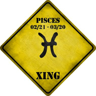 Pisces Zodiac Symbol Xing Novelty Metal Crossing Sign
