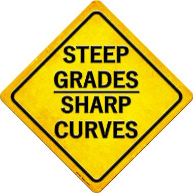Steep Grades/Sharp Curves Novelty Metal Crossing Sign CX-388