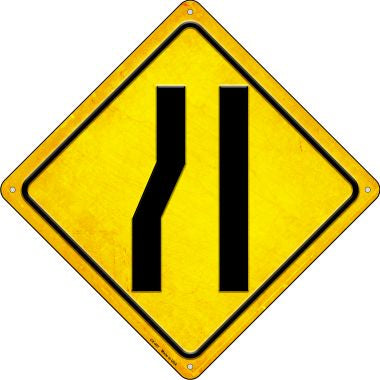 Left Lane Ends Novelty Metal Crossing Sign CX-407