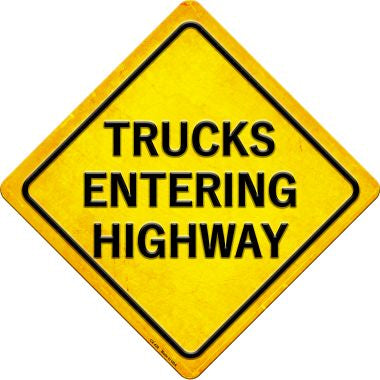 Trucks Entering Highway Novelty Metal Crossing Sign