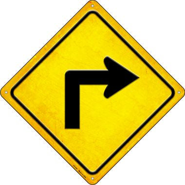 Right Turn Novelty Metal Crossing Sign CX-444
