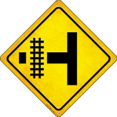 Railroad Crossing Left Novelty Metal Crossing Sign CX-449