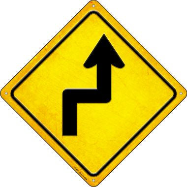 Right Reverse Turn Novelty Metal Crossing Sign CX-462