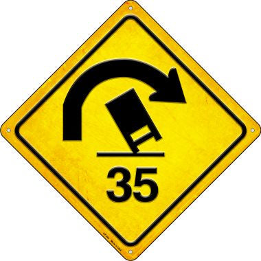 Truck Rollover Warning Novelty Metal Crossing Sign