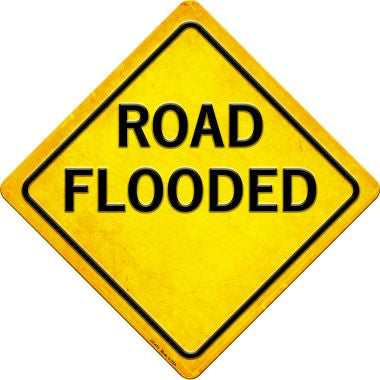 Road Flooded Novelty Metal Crossing Sign