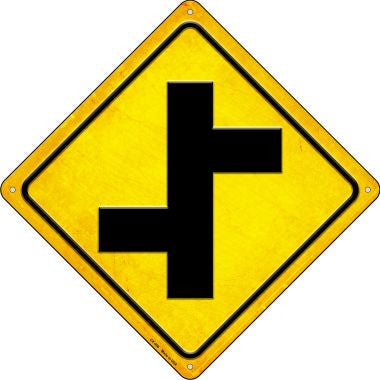 Offset Side Roads Novelty Metal Crossing Sign