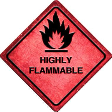 Highly Flammable Novelty Metal Crossing Sign CX-556