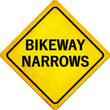 Bikeway Narrows Novelty Metal Crossing Sign
