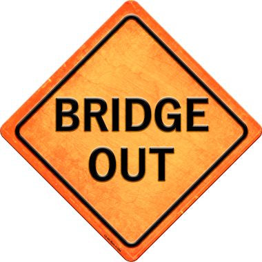 Bridge Out Novelty Metal Crossing Sign