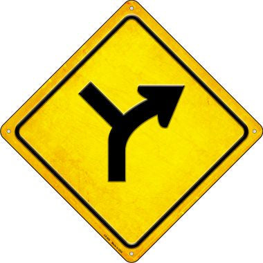 Slight Right and Side Road Novelty Metal Crossing Sign