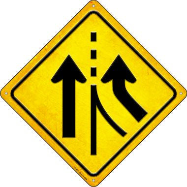 Lane Merging Novelty Metal Crossing Sign