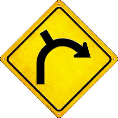 Right Turn and Side Road Novelty Metal Crossing Sign