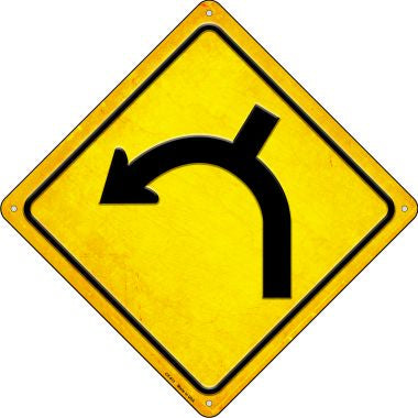 Left Turn and Side Road Novelty Metal Crossing Sign