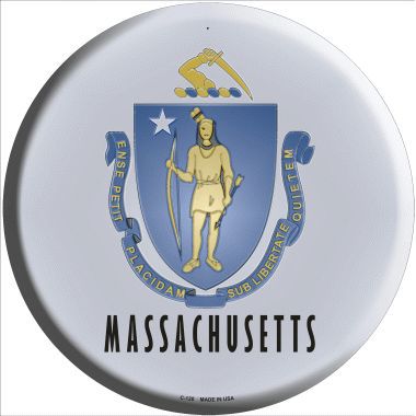 Massachusetts State Flag Metal Circular Sign