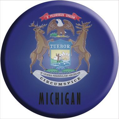 Michigan State Flag Metal Circular Sign