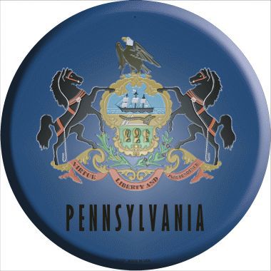 Pennsylvania Flag Metal Circular Sign