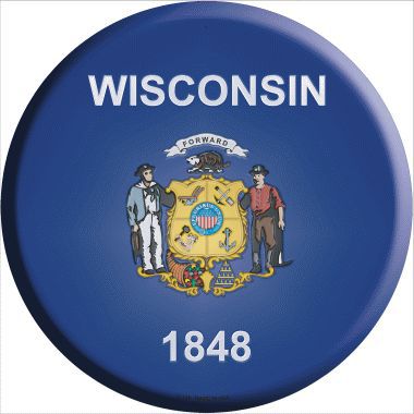 Wisconsin State Flag Metal Circular Sign