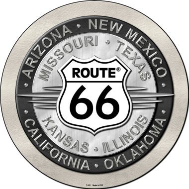 Route 66 States Novelty Metal Circular Sign