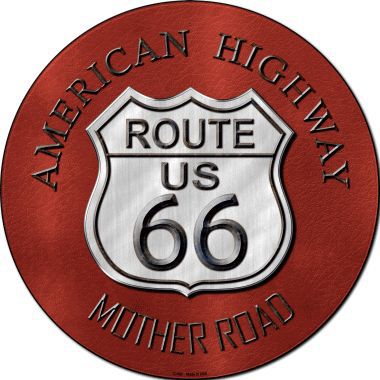 Route 66 American Highway Novelty Metal Circular Sign