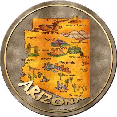 Arizona State Novelty Metal Circular Sign