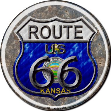 Kansas Route 66 Novelty Metal Circular Sign