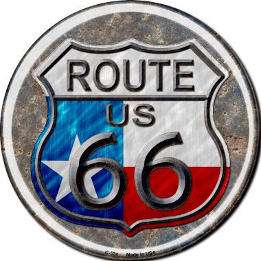 Texas Route 66 Novelty Metal Circular Sign