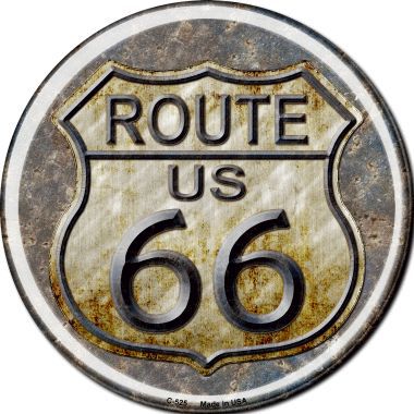 Rusty Route 66 Novelty Metal Circular Sign
