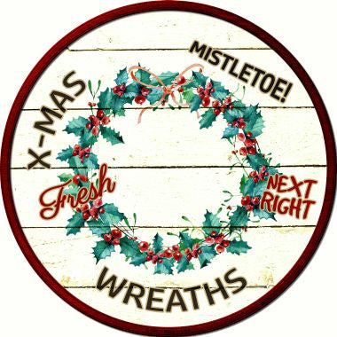 Wreaths Novelty Metal Circular Sign